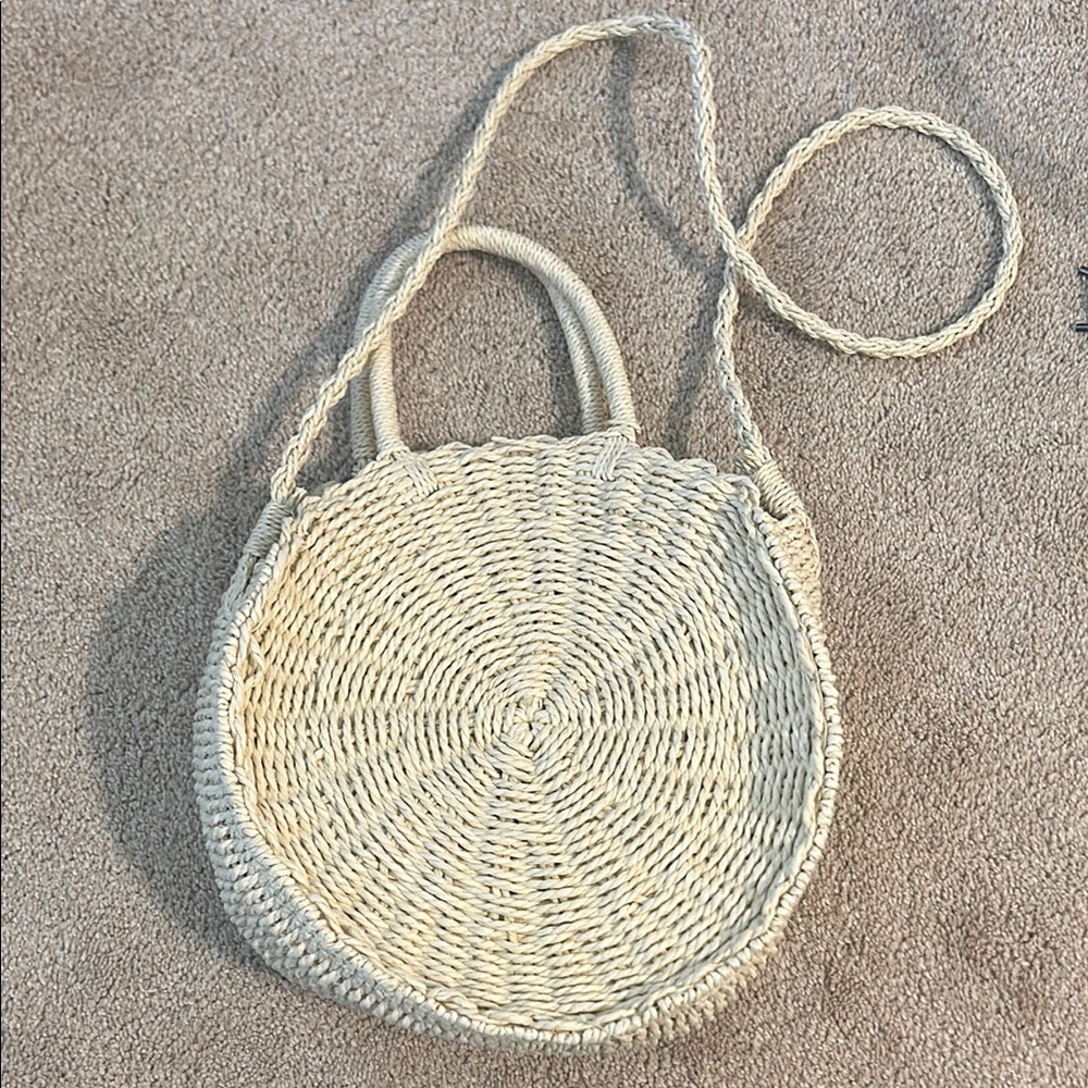 Cream Straw/Woven Crossbody Bag
